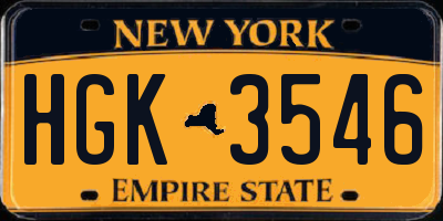 NY license plate HGK3546