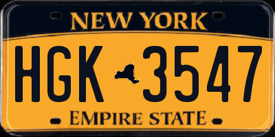 NY license plate HGK3547