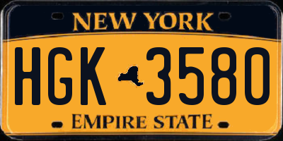 NY license plate HGK3580