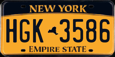 NY license plate HGK3586