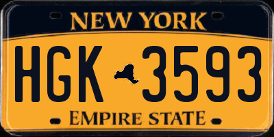 NY license plate HGK3593