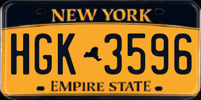NY license plate HGK3596