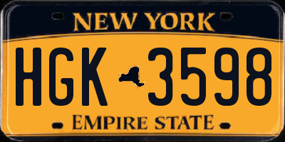 NY license plate HGK3598