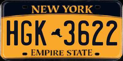 NY license plate HGK3622