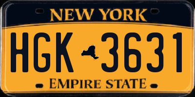 NY license plate HGK3631