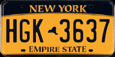NY license plate HGK3637