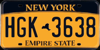 NY license plate HGK3638