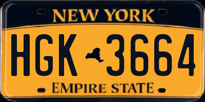 NY license plate HGK3664