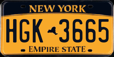 NY license plate HGK3665