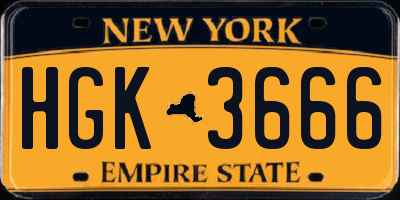 NY license plate HGK3666
