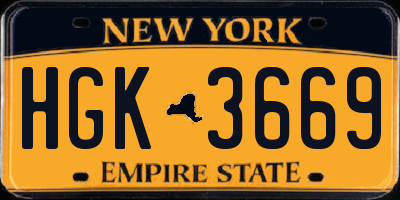 NY license plate HGK3669