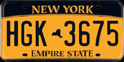 NY license plate HGK3675