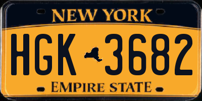 NY license plate HGK3682