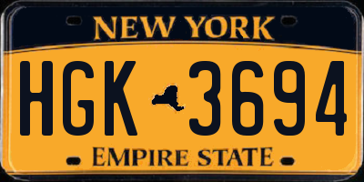 NY license plate HGK3694