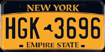 NY license plate HGK3696