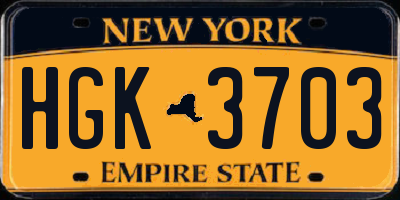 NY license plate HGK3703