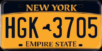 NY license plate HGK3705