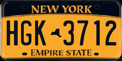 NY license plate HGK3712