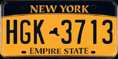 NY license plate HGK3713