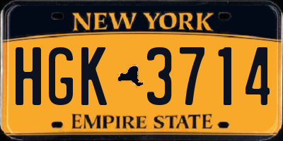 NY license plate HGK3714