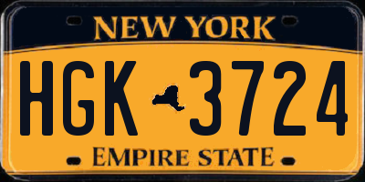 NY license plate HGK3724