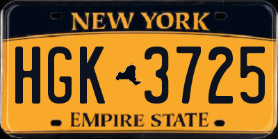 NY license plate HGK3725
