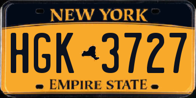 NY license plate HGK3727