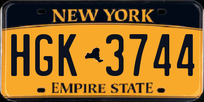 NY license plate HGK3744