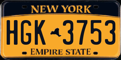 NY license plate HGK3753