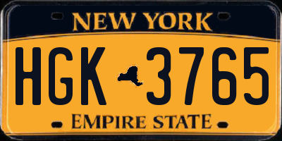 NY license plate HGK3765