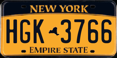 NY license plate HGK3766