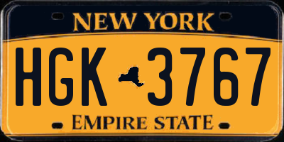 NY license plate HGK3767