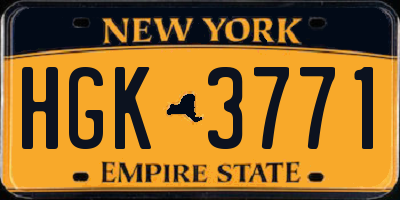 NY license plate HGK3771