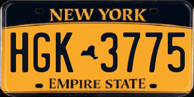 NY license plate HGK3775