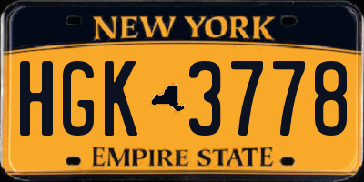 NY license plate HGK3778