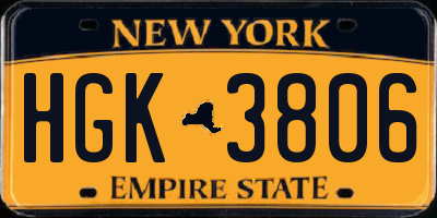 NY license plate HGK3806