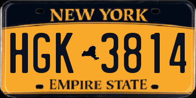 NY license plate HGK3814