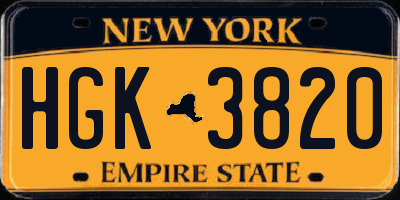 NY license plate HGK3820