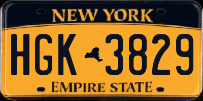 NY license plate HGK3829