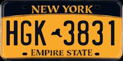 NY license plate HGK3831