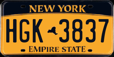 NY license plate HGK3837