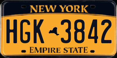 NY license plate HGK3842
