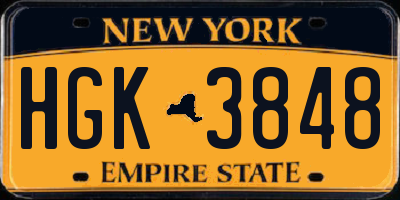 NY license plate HGK3848