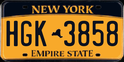 NY license plate HGK3858