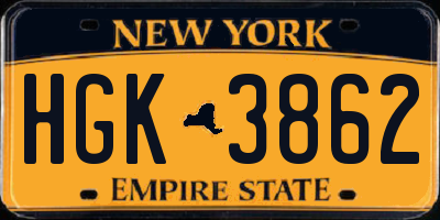 NY license plate HGK3862