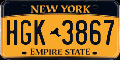 NY license plate HGK3867