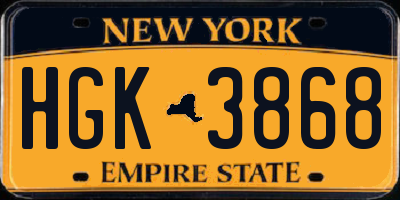 NY license plate HGK3868