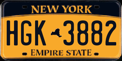 NY license plate HGK3882