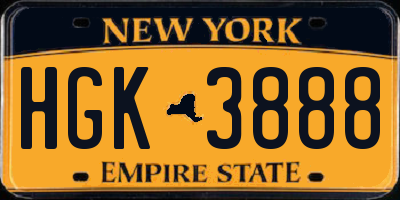 NY license plate HGK3888