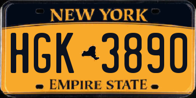 NY license plate HGK3890